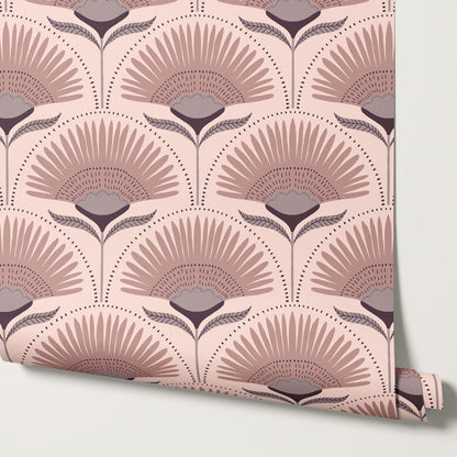 Audrey Palm Floral Rose Dust Wallpaper