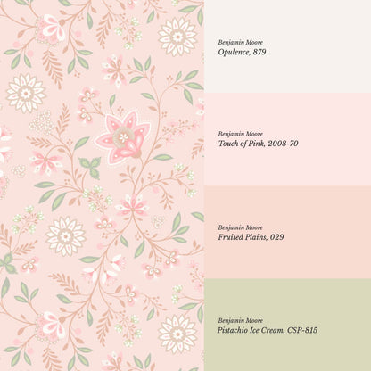 Auguste Large Springvine Blush Sage Wallpaper