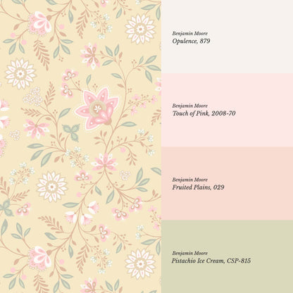 Auguste Large Springvine Warm Butter Pastel Wallpaper