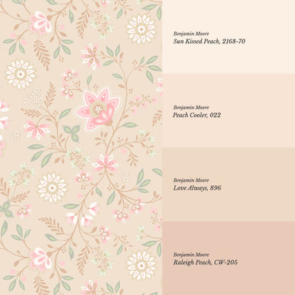 Auguste Large Springvine Coral Pink Wallpaper