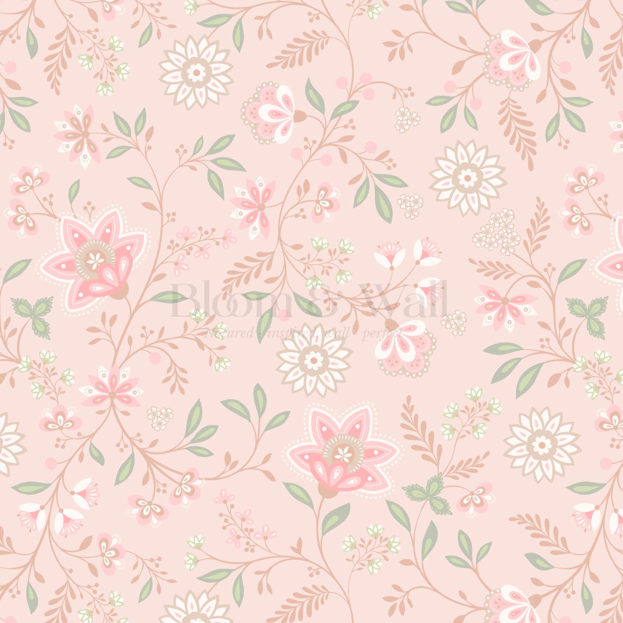 Auguste Large Springvine Blush Sage Wallpaper