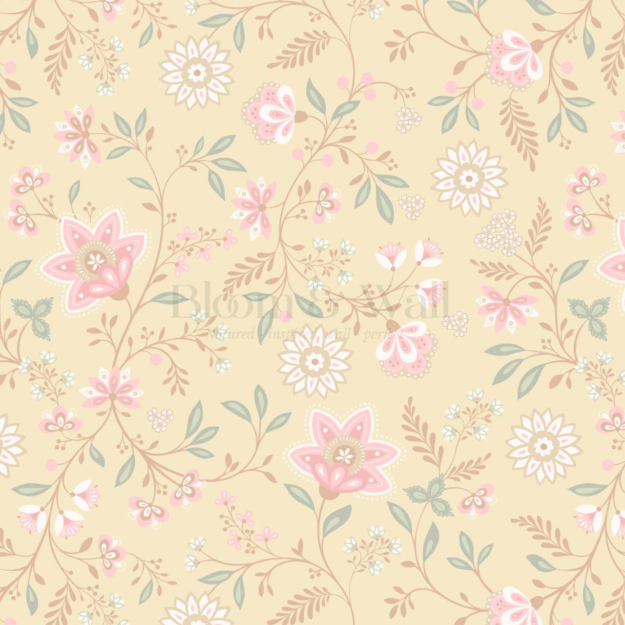 Auguste Large Springvine Warm Butter Pastel Wallpaper