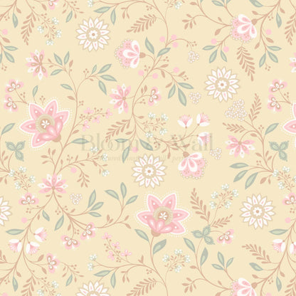 Auguste Large Springvine Warm Butter Pastel Wallpaper