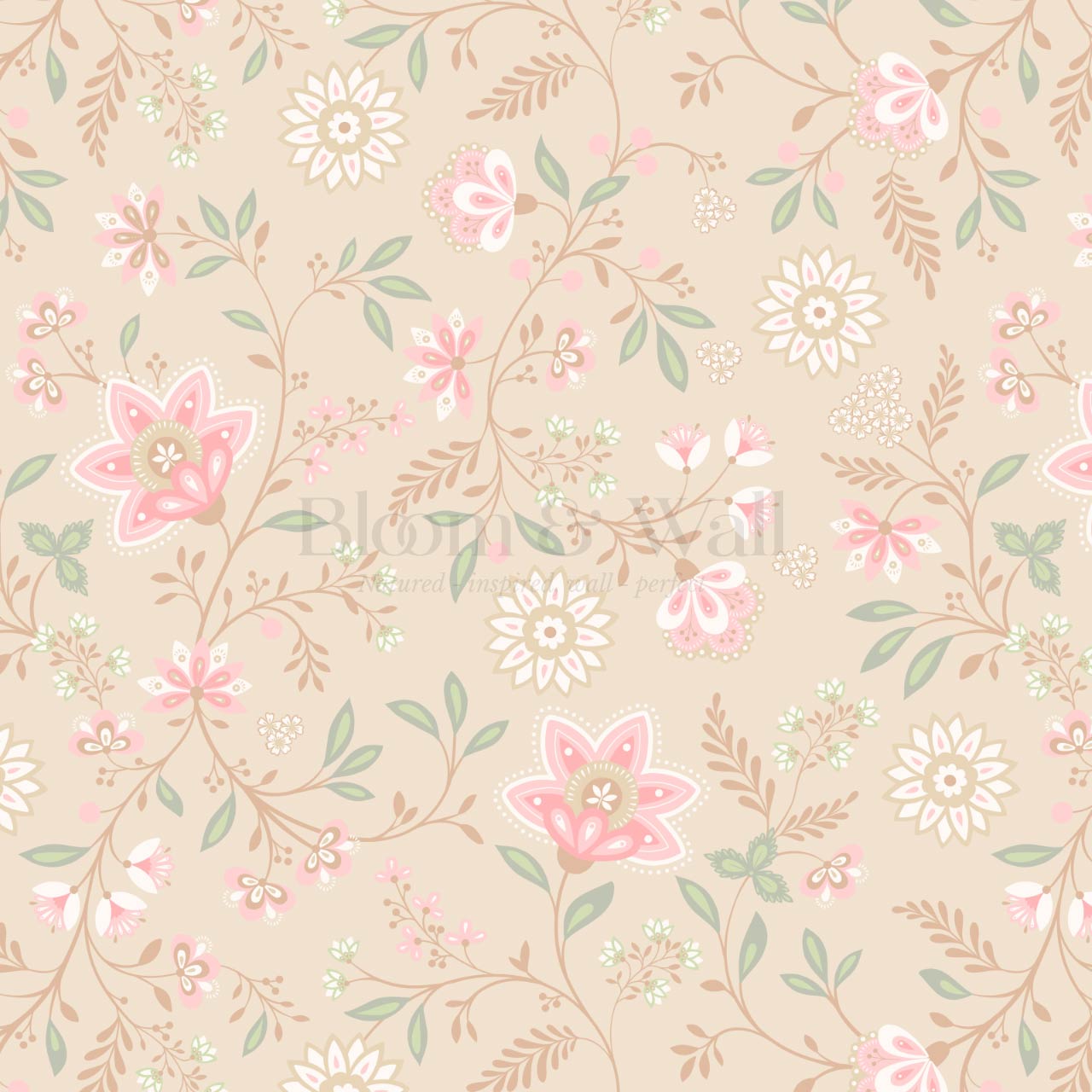 Auguste Large Springvine Coral Pink Wallpaper