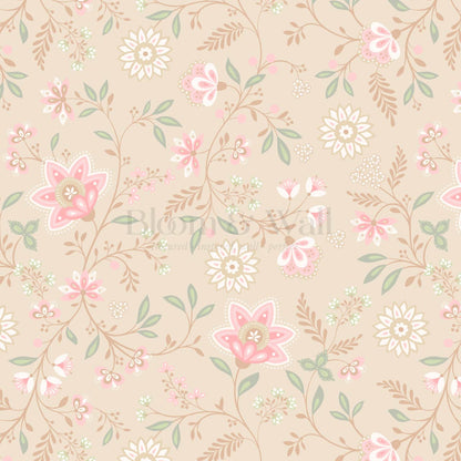 Auguste Large Springvine Coral Pink Wallpaper