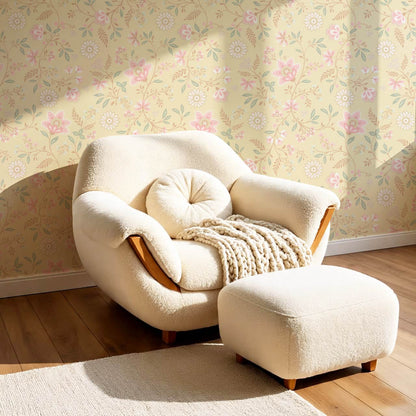 Auguste Large Springvine Warm Butter Pastel Wallpaper
