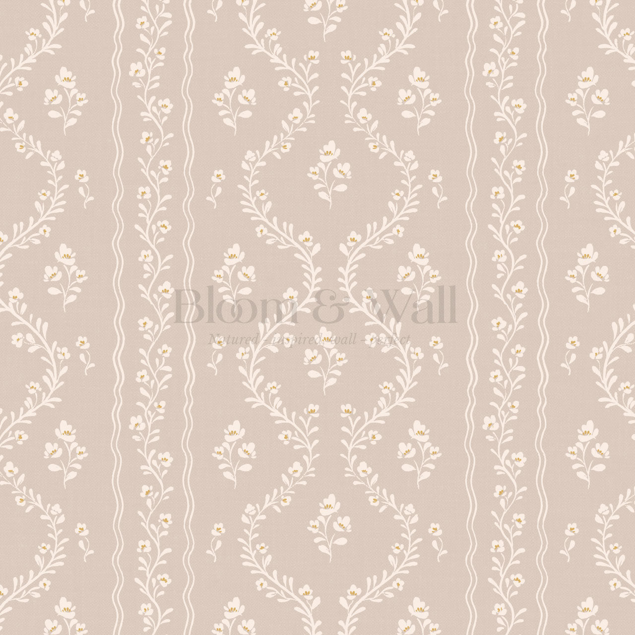 Arianna Lacey Floral Vines Mauve Wallpaper