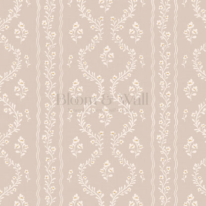 Arianna Lacey Floral Vines Mauve Wallpaper