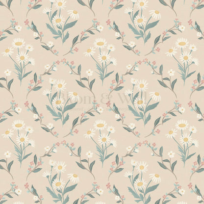 Aurora Floral Almond Wallpaper