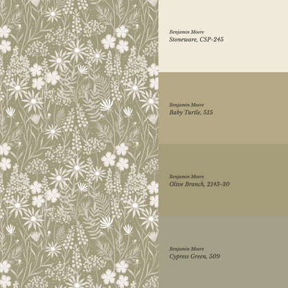 Ava Herbarium Olive Wallpaper