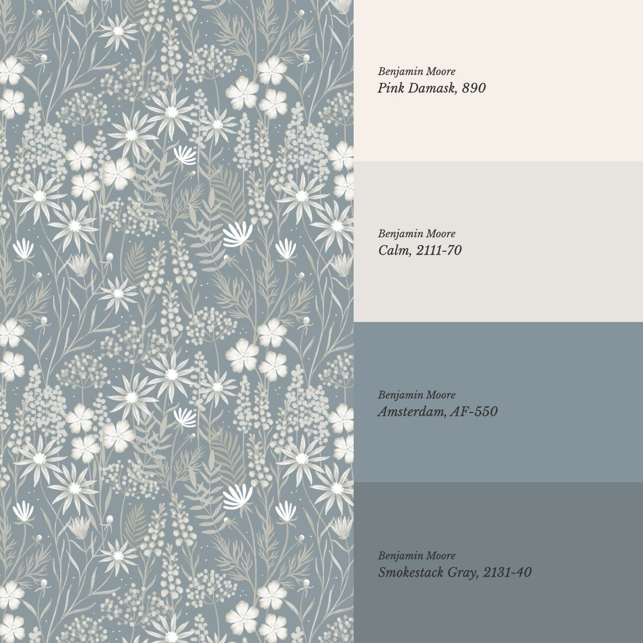 Ava Herbarium Pale Blue Wallpaper