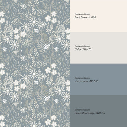 Ava Herbarium Pale Blue Wallpaper