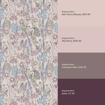 Ava Herbarium Plum Wallpaper