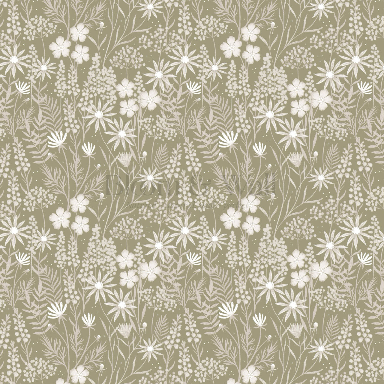 Ava Herbarium Olive Wallpaper