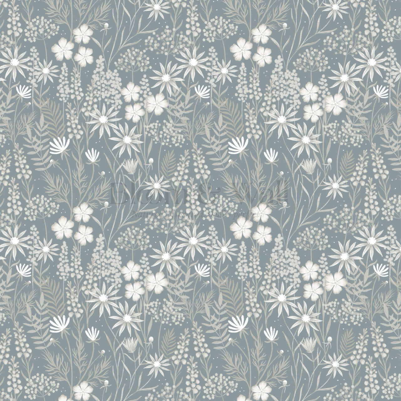 Ava Herbarium Pale Blue Wallpaper