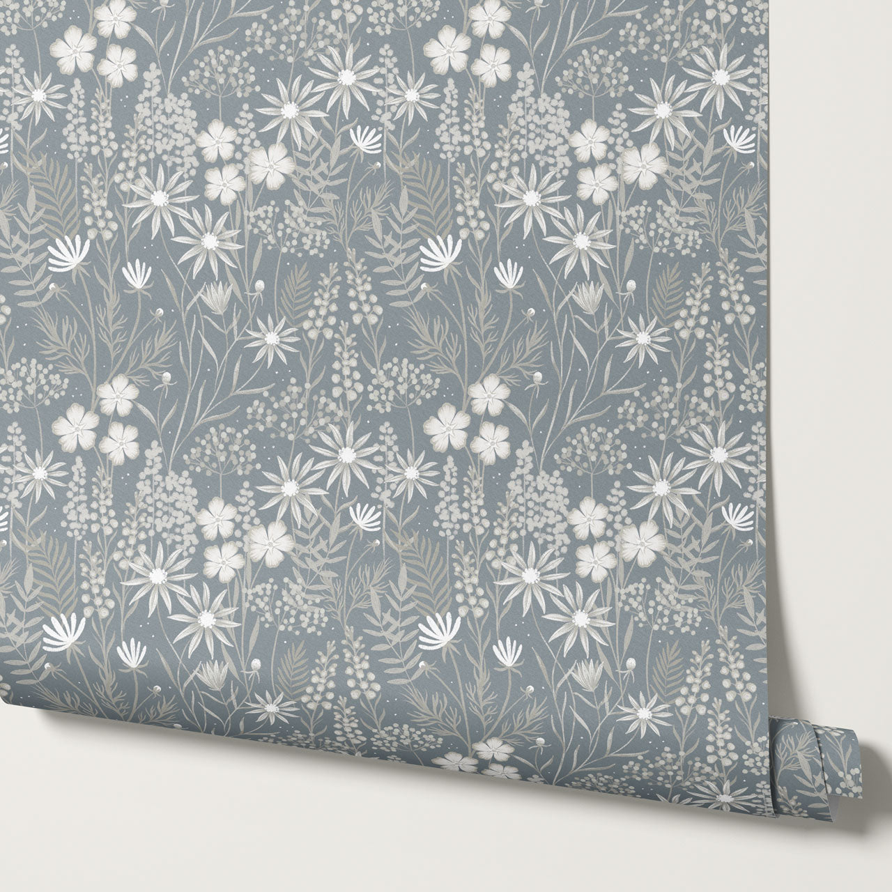 Ava Herbarium Pale Blue Wallpaper