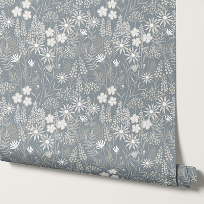 Ava Herbarium Pale Blue Wallpaper