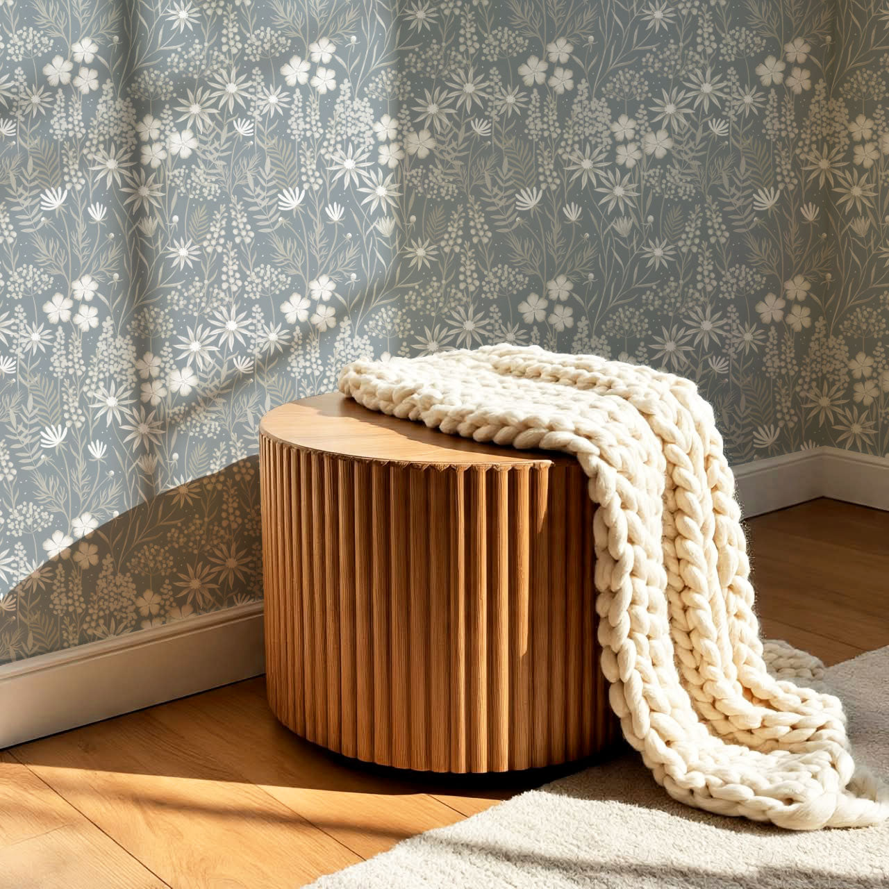Ava Herbarium Pale Blue Wallpaper