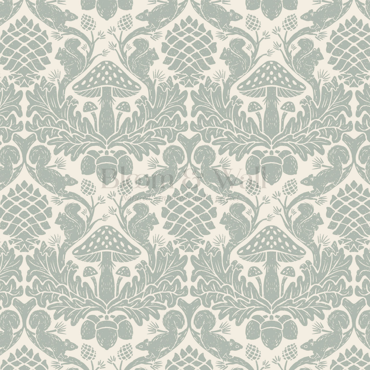 Aveline Squirrels Heaven Green Gray Wallpaper