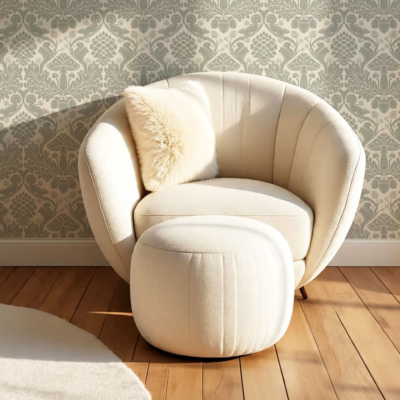 Aveline Squirrels Heaven Dove Gray Wallpaper