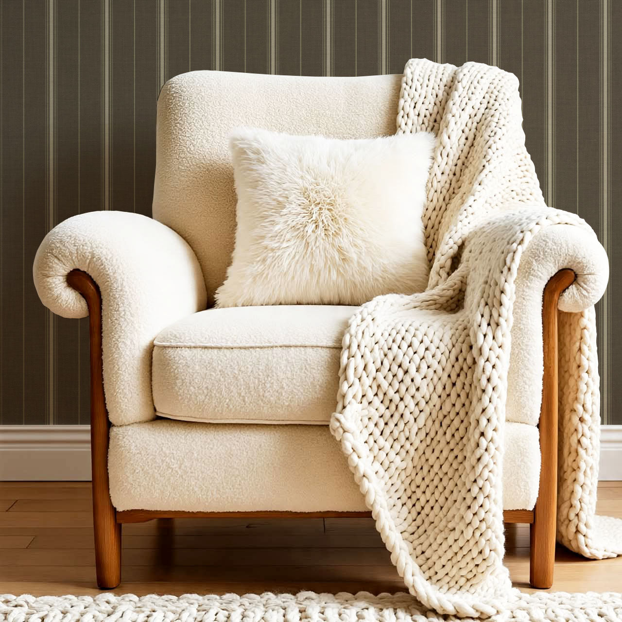 Avery Stripes Brown Wallpaper