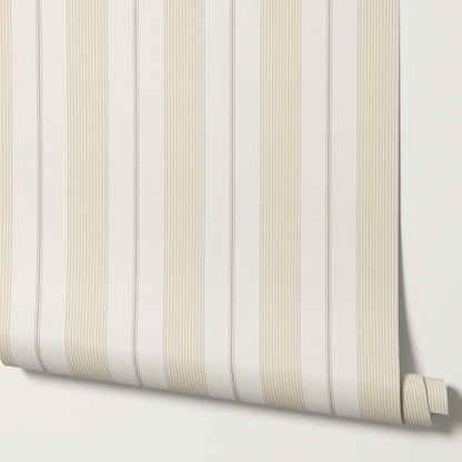 Avril Dotted Stripes Butter Wallpaper