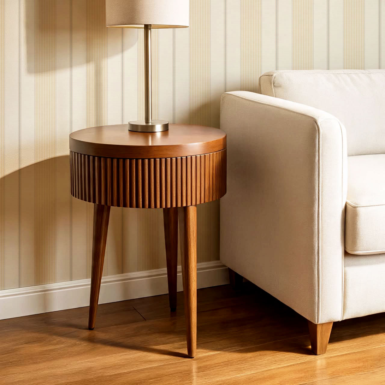 Avril Dotted Stripes Butter Wallpaper