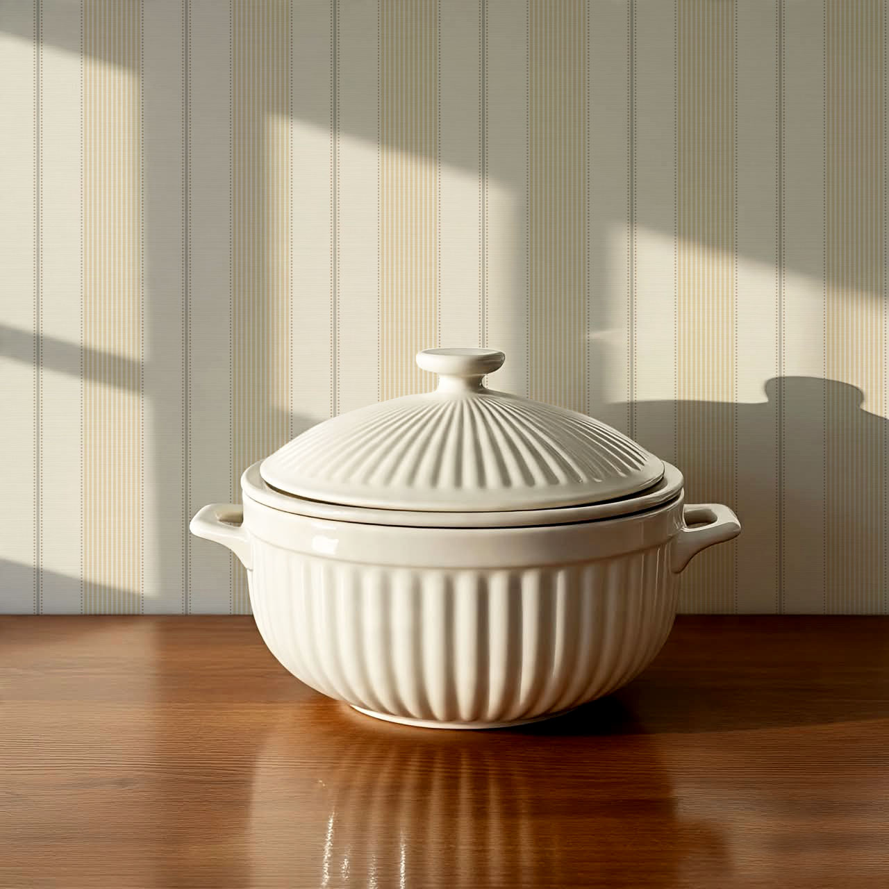 Avril Dotted Stripes Butter Wallpaper