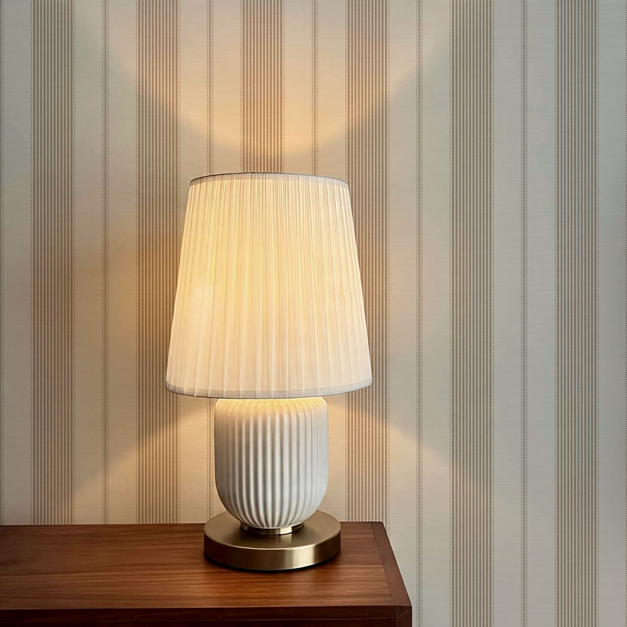 Avril Dotted Stripes Beige Wallpaper