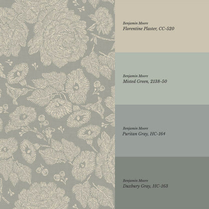 Axelle Petunias & Peonies Antique Sage Wallpaper
