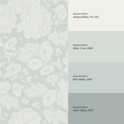 Axelle Petunias & Peonies Seaglass Wallpaper