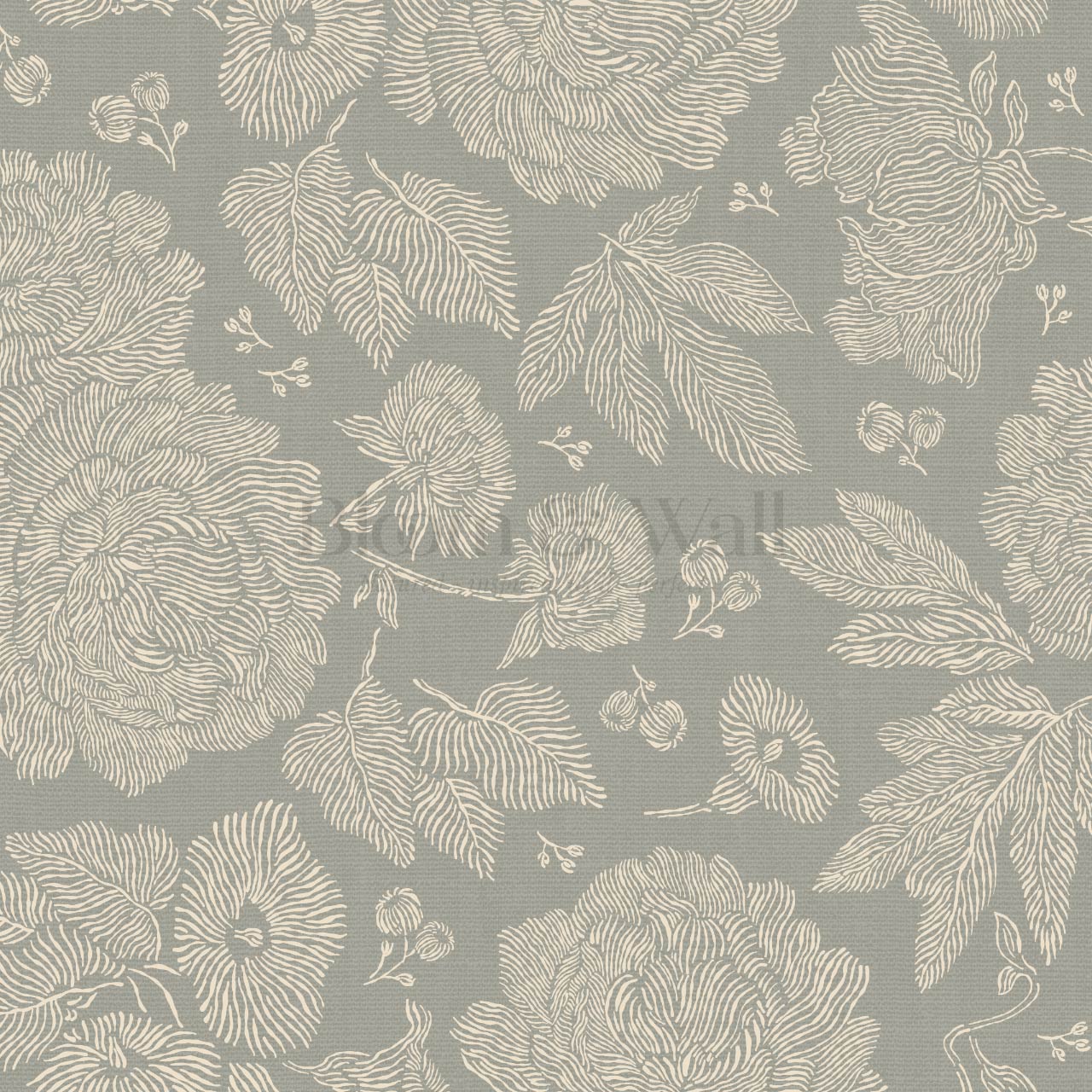 Axelle Petunias & Peonies Antique Sage Wallpaper