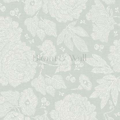 Axelle Petunias & Peonies Seaglass Wallpaper