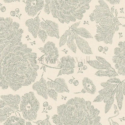 Axelle Petunias & Peonies Butter Sage Wallpaper