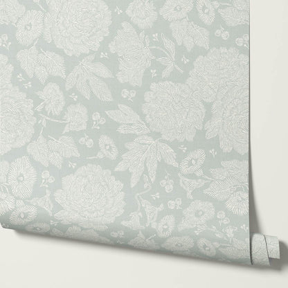 Axelle Petunias & Peonies Seaglass Wallpaper
