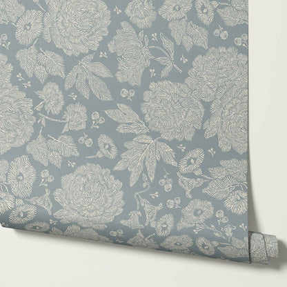 Axelle Petunias & Peonies Moody Sky Wallpaper