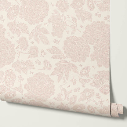 Axelle Petunias & Peonies Cream Blush Wallpaper