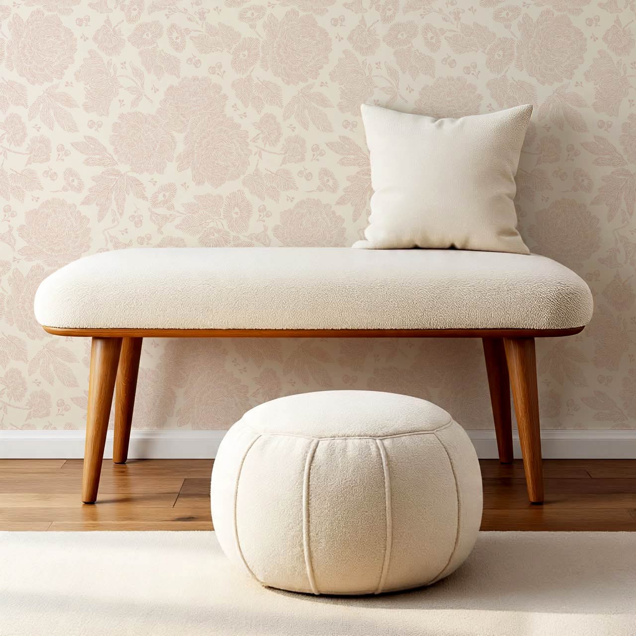 Axelle Petunias & Peonies Cream Blush Wallpaper