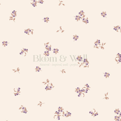 Ayla Delicate Berries Cream Purple Wallpaper