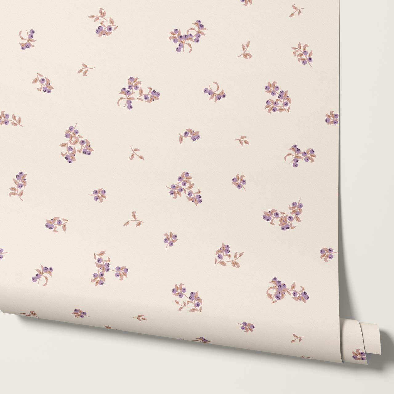 Ayla Delicate Berries Cream Purple Wallpaper