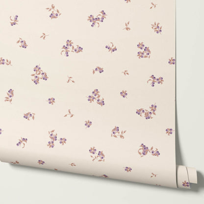 Ayla Delicate Berries Cream Purple Wallpaper