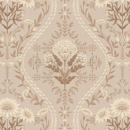 Azalea Ogee Large Fall Florals Cappuccino Wallpaper