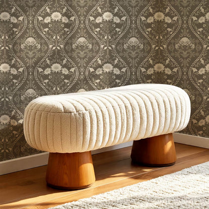 Azalea Ogee Large Fall Florals Olive Wallpaper