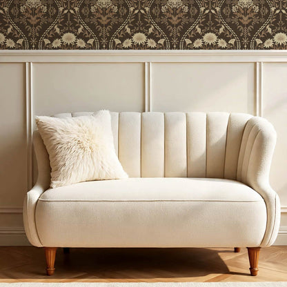 Azalea Ogee Large Fall Florals Brown Wallpaper