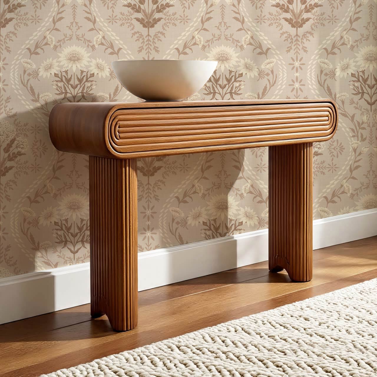 Azalea Ogee Large Fall Florals Cappuccino Wallpaper