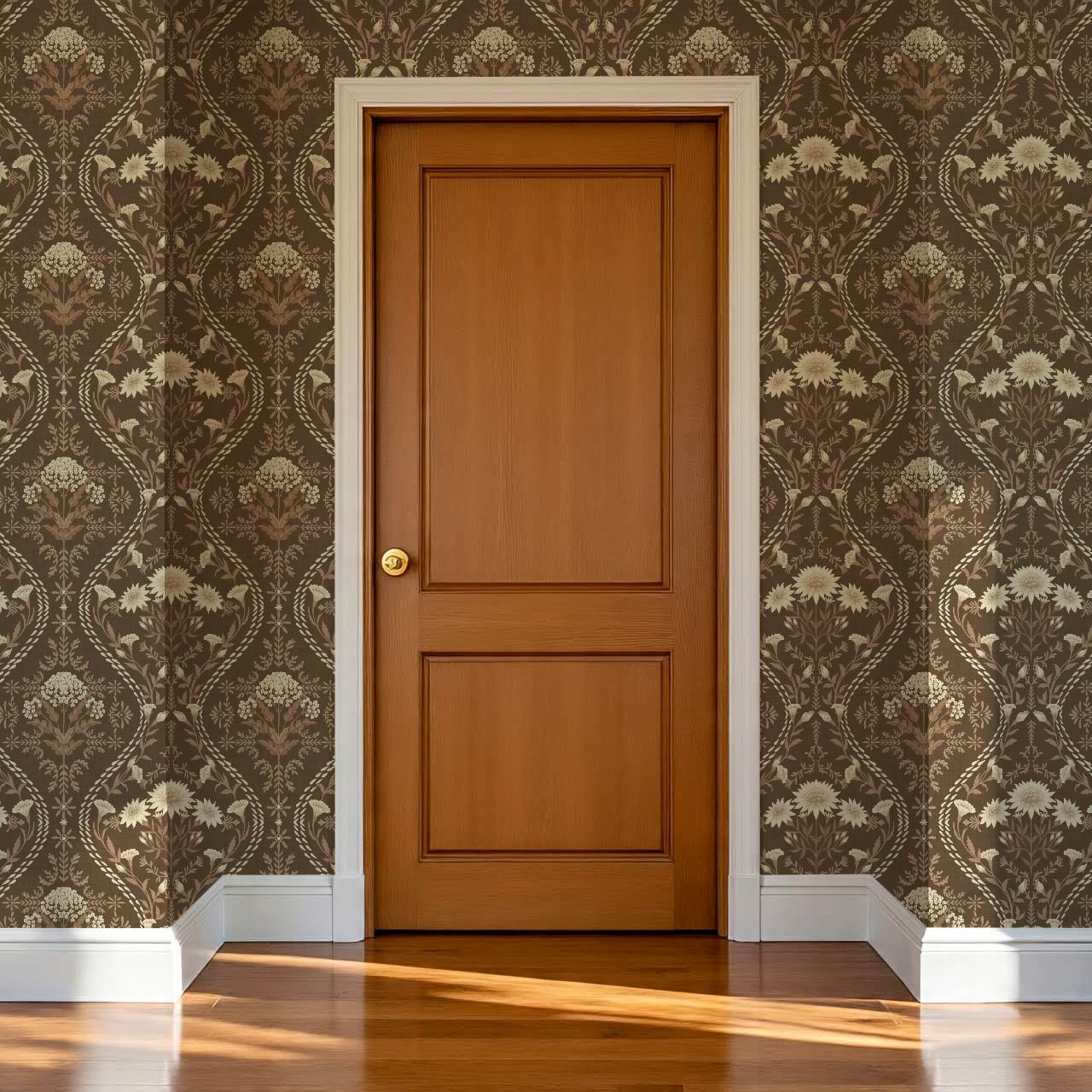 Azalea Ogee Large Fall Florals Earth Wallpaper