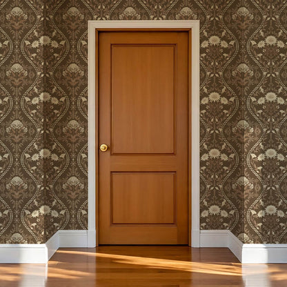 Azalea Ogee Large Fall Florals Earth Wallpaper