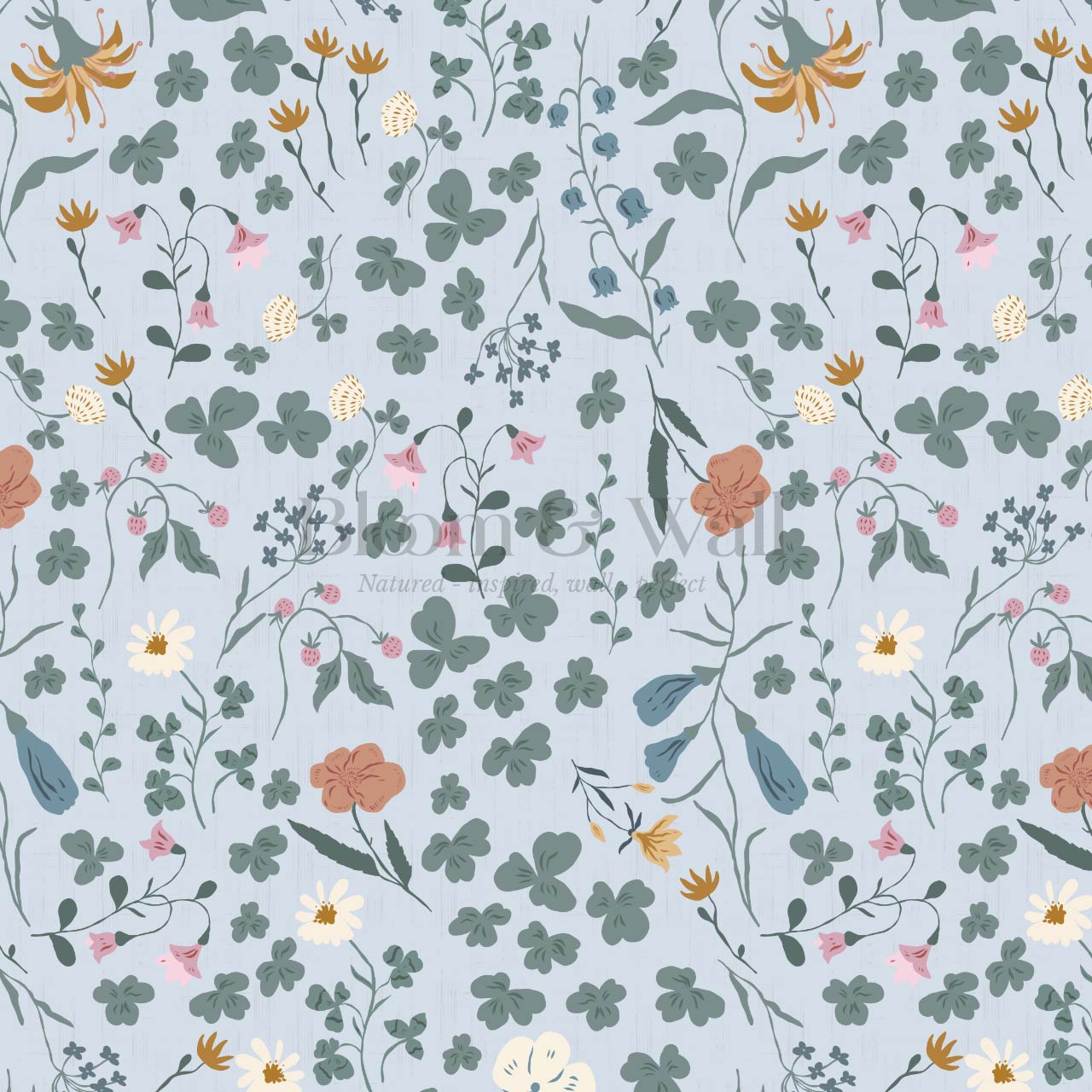 Basia Wildflower Meadow Sky Green Wallpaper