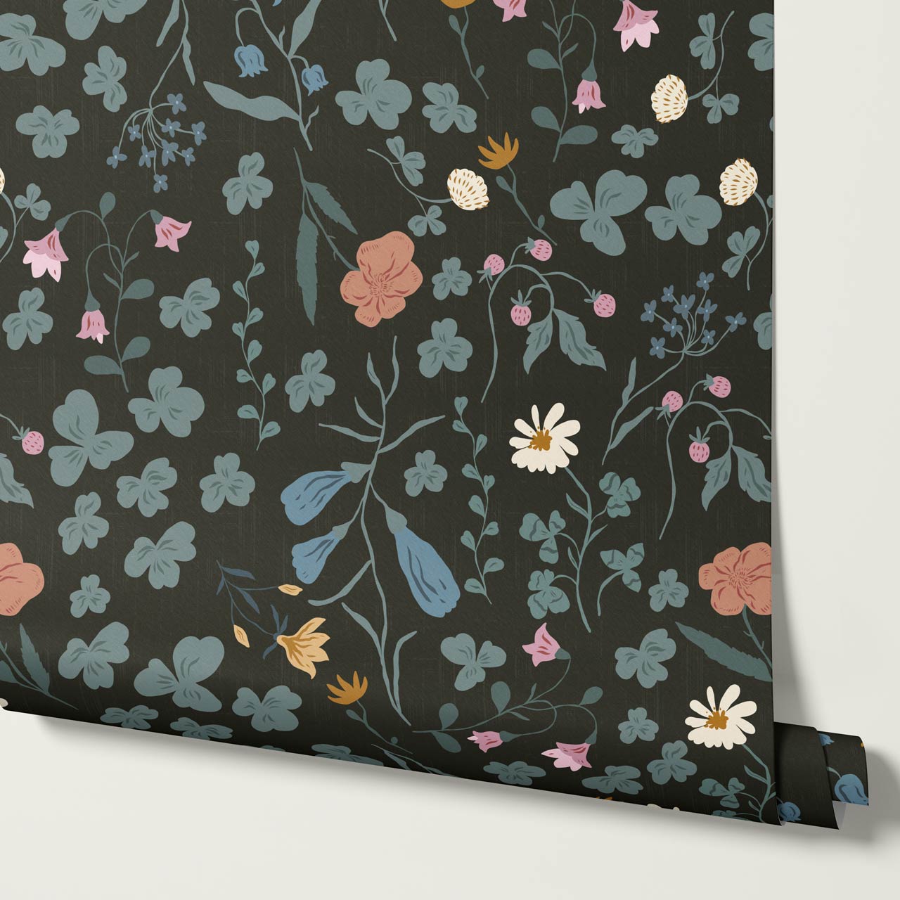 Basia Wildflower Meadow Coal Green Wallpaper