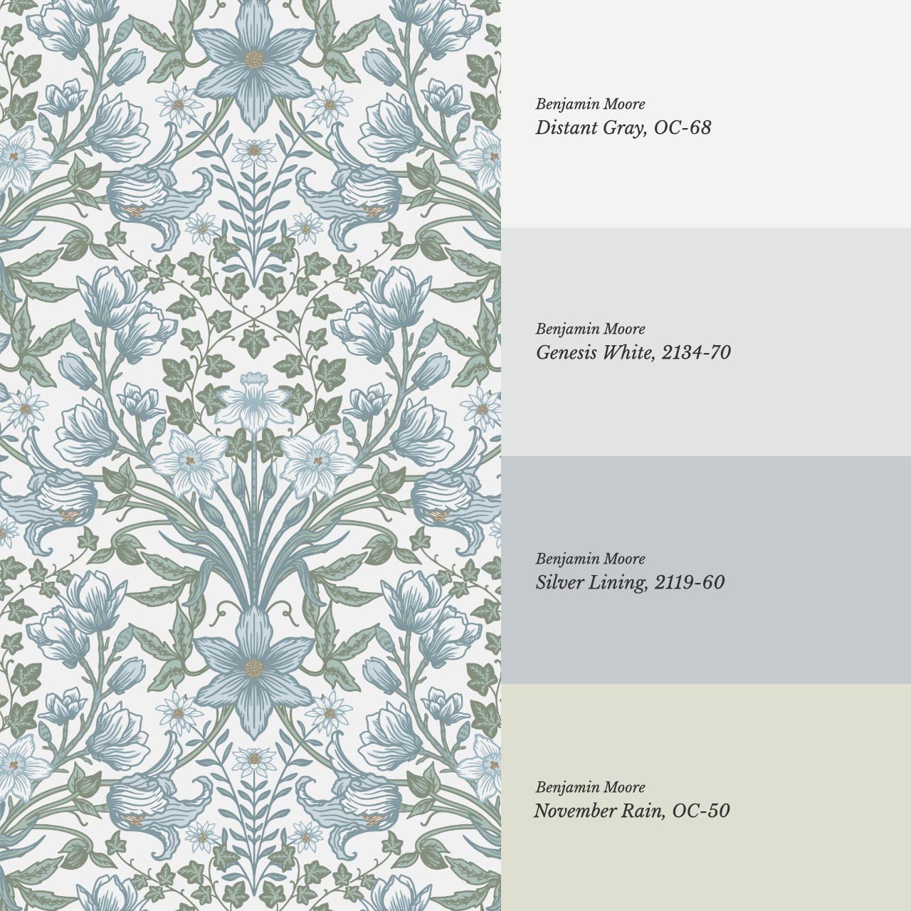 Baylin Large Blooming Trellis Sky Green Wallpaper